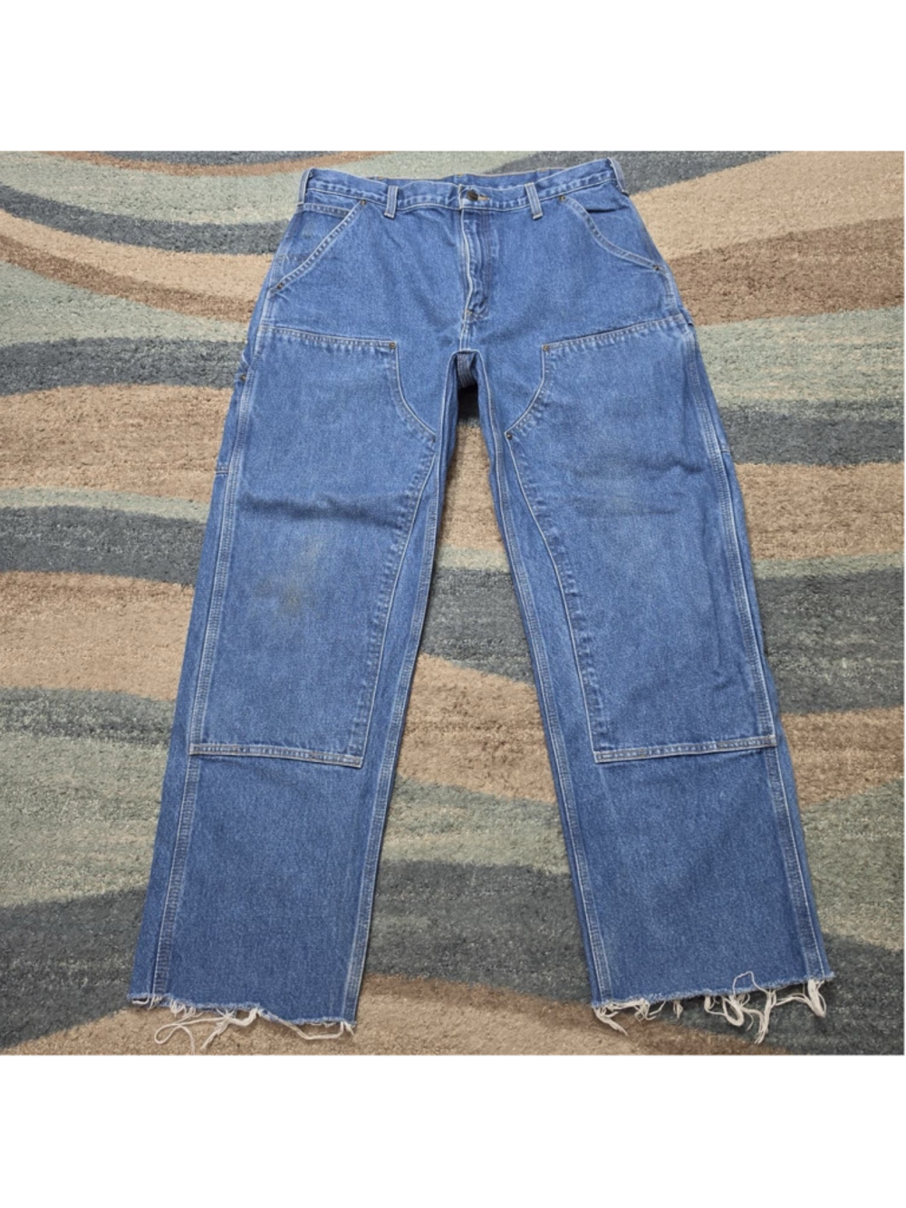 Carhartt Double Knee Carpenter Jeans Mens 36x32 Light Wash Baggy Y2K Vintage